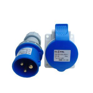 Industrial Socket and Plug Panel Mounted 220-240 V – 16A 3-Pin – Blue | Online in Pakistan
