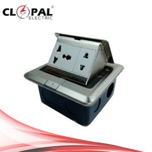 Clopal Silver Square Pop-Up Floor Multi + 2 Pin Socket With Box