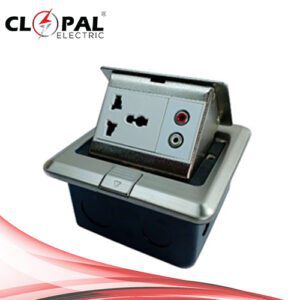Clopal Silver Square Pop-Up Floor Multi + AV Socket With Box