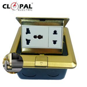 Clopal Golden Square Pop-Up Floor Multi + 2 Pin Socket With Box