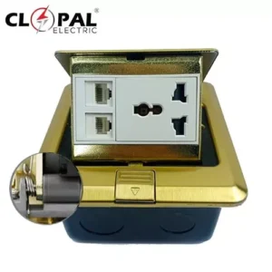 Clopal Golden Square Pop-Up Floor Multi + Telephone Socket With Box