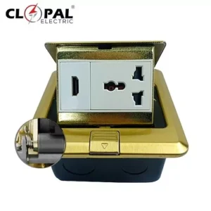Clopal Golden Square Pop-Up Floor Multi + HDMI Socket With Box