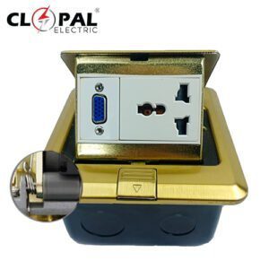 Clopal Golden Square Pop-Up Floor Multi + VGA Socket With Box