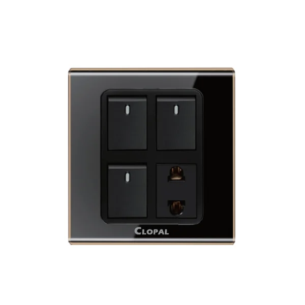 Clopal Black Series 3 switch + 1 socket Superior Quality