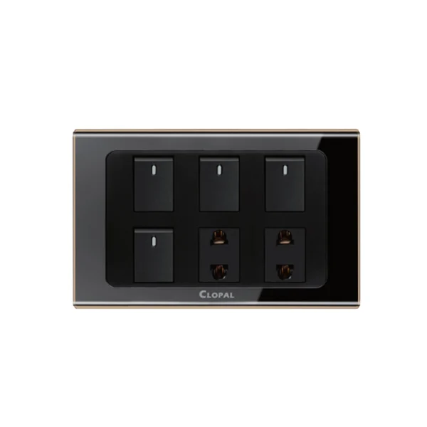 Clopal Black Series 4 switch + 2 socket Superior Quality