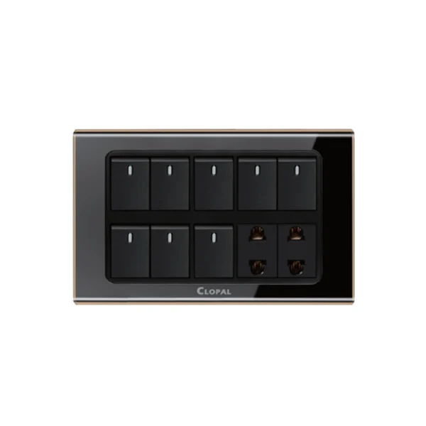 Clopal Black Series 8 switch + 2 socket Superior Quality