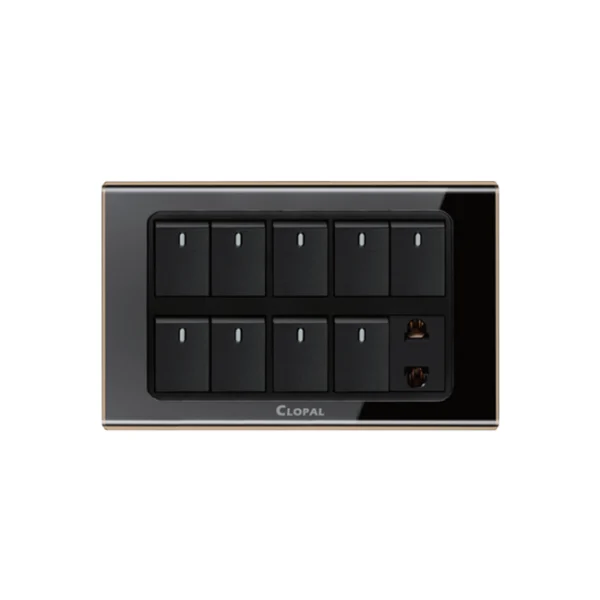 Clopal Black Series 9 switch + 1 socket Superior Quality