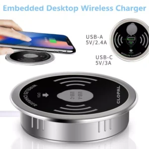 Fast Wireless Charger Desktop Embedded 15W 10W 7.5W Quick Charger 3.0 Built-in cariabatter Type C
