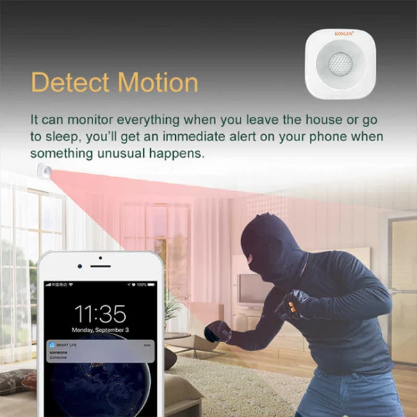 WIFI Motion Sensor Wireless Ceiling PIR Alarm Human Body Infrared Security Detector Smart APP Push Alert Alexa Google Home IFTTT 4 WIFI Motion Sensor Wireless Ceiling PIR Alarm Human Body Infrared Security Detector Smart APP Push Alert Alexa Google Home IFTTT - Image 4