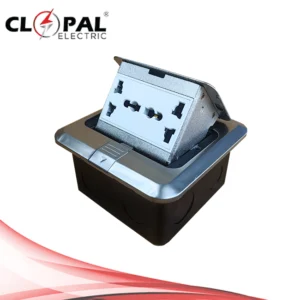 Clopal Silver Square Pop-Up Floor Double Multi Socket With Box