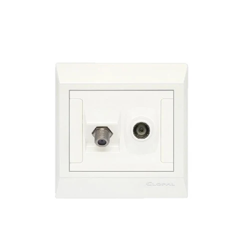 Clopal Pure White Series Double TV Socket Premium Quality 1 Clopal 2 TV Switch Ideas White Series. Premium electrical switches in pakistan with price list.