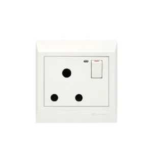 Clopal Pure White Series power plug socket with LED indicator in smooth white wall plate