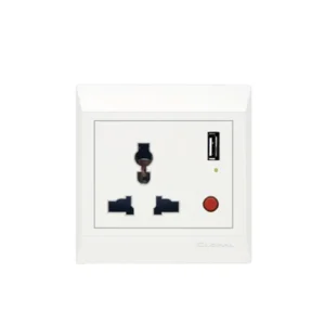 Universal Socket and USB sheet in pure white color. Clopal Ideas White Series.