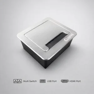 Clopal Tabletop Brush Flip Connectivity Box, Technology Box, Conference Table Connectivity Hydraulic Pop Up Box with 2 Multi Sockets, 1 Hdmi, 1 USB & 1 Internet. Available at Arfa Trading at best price in Karachi, Pakistan.